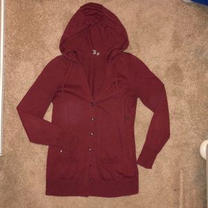 Burgundy hooded boyfriend sweater